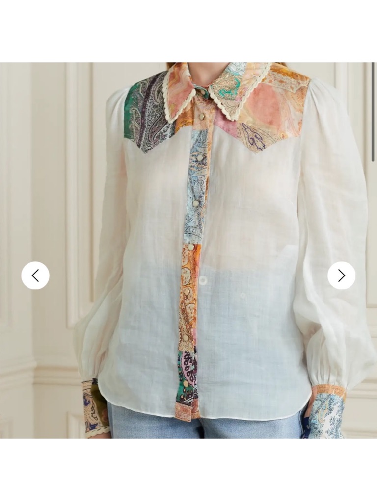 Zimmermann Anneke Patch Shirt In Spliced Ramie Size 0